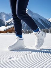 preiswerte Schnee- und Winterstiefel-Weiße, warme Damen-Sneaker mit hohem Schaft und Kunstfellfutter – trendige Winterschuhe mit klobiger Sohle für lässige Outdoor-Aktivitäten