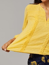 abordables Blusas Sencillas-Top de gasa de doble capa con lunares de vacaciones