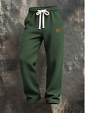 baratos Perna Reta-Homens Calças Esportivas Calças Calça Waffle Com Cordão Bolsos Cintura elástica Tecido Conforto Diário Esportes Moda Casual Marron Escuro Preto Micro-Elástica