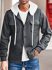 abordables Vestes Décontractées-Homme Veste Légère Veste Décontractée Veste à Capuche Extérieur Occasionnel Avec Poches Automne Hiver Bloc de Couleur Streetwear Quotidien À capuche Régulier Noir Blanche bleu marine Kaki Grise Veste