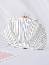 tanie Kopertówki i torebki wieczorowe-plisowana damska kopertówka z perłowym uchwytem – elegancka wieczorowa torebka, w wielu kolorach – idealna na wesela, imprezy i specjalne okazje