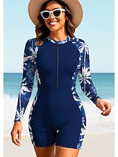 Χαμηλού Κόστους Rash Guards One Pieces-Γυναικεία Προστατευτικά Ολόσωμη φόρμα για σέρφινγκ Μαγιό Τροπικό Αποκλεισμός χρωμάτων Κουμπώσου με ενσωματωμένο σουτιέν Αφαιρούμενη επένδυση Προστασία από τον ήλιο UV UPF50+ Πολύ Ελαφρύ (UL)