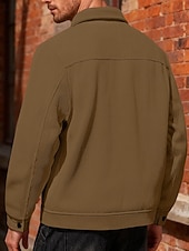 economico Giubbotti Casual-Per uomo Giacca Leggera Giacca Camicia Giacca Casual All'aperto Streetwear Tasca Bottoni Primavera &amp; Autunno Autunno &amp; Inverno Semplice Streetwear Quotidiano Collo ripiegato Regolare Nero Marrone