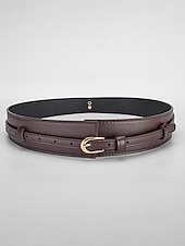 baratos Cinto Feminino-Mulheres Preto Marron Café Couro Ecológico Liga Elegante Vintage Moda Verão Primavera Outono
