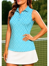 ieftine Cămașă pentru femei-Pentru femei Geometric Artă abstractă Rezervă de antrenament Cămașă Tricou sport Tricou POLO Fără manșon Sport UPF50+ Rezistent la UV Formator Dans Protecție UV Pilates Costum de Majoretă  Volei
