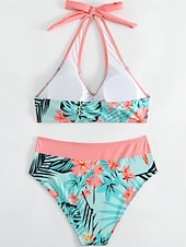 economico Tankini-Per donna Costumi da bagno Due pezzi Birichino Costume da bagno Senza schiena Vacanza Abbigliamento da Spiaggia Floreale All'americana Senza Maniche Costumi da bagno