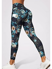 abordables jambières 3d-Femmes leggings de pilates Pantalons de fitness Leggings décontractés Poches Droit de timbre Patchwork Pilates Salle de sport Entraînement en salle Pantalons Collants Leggings Bloc de Couleur Floral