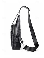 זול תיקים לגברים-תיק עור לגברים, עמיד למים ועמיד, קיבולת גדולה, דוגמת תנין אופנתית לשימוש חיצוני ויומיומי