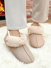 economico Ciabatte e infradito da donna-pantofole da casa da donna foderate in pelliccia sintetica: stivaletti invernali caldi e accoglienti per le donne, suola morbida antiscivolo per la casa, la camera da letto e il comfort rilassante