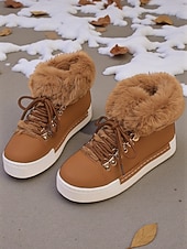 Недорогие Женские кроссовки-женские красные кеды из искусственного меха — тёплая зимняя обувь на шнуровке с мягкой подкладкой, повседневная рождественская обувь для отдыха на природе и уличного стиля