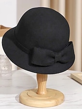 voordelige Dameshoeden-Polyester clochehoed voor dames met strik, elegant en stijlvol, verkrijgbaar in meerdere kleuren, perfect voor casual en formele gelegenheden