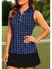 preiswerte Damenbluse-Damen Geometrisch Farbblock Kariert Karo Workout-Tanktop Shirt Sporthemd Golf-Poloshirt Ärmellos Sportlich UPF50+ UV-beständig Trainer Tanzen UV Schutz Pilates Cheerleader-Kostüme Volleyball