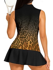 baratos Camisa Feminina-Mulheres Leopardo Gradiente Camisa Esportiva Camisa polo de caminhada Regata Camisa de tênis Sem Manga Floral Botões UPF50+ Resistente a UV Elasticidade Alta Pavio Humido Respirável Voleibal Tênis