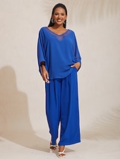 お買い得  ブラウス＆シャツ-シフォン カジュアル マジャル スリーブ ディープ V ブラウス