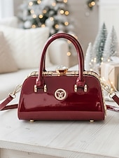 economico Borsette e borse tote-elegante borsa da sera da donna in pelle verniciata, decorata con cristalli, disponibile in rosso e blu navy, perfetta per feste formali e celebrazioni festive