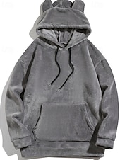 cheap Basic Tracksuits-Men's Hoodie Tracksuit Hoodie &amp; Shorts Set Hoodie Outdoor Vacation Daily Drawstring Plain Black Green Grey Activewear Sports Fashion Fall