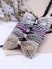 Недорогие Мужские украшения-мужской галстук-бабочка с кристаллами на Рождество, разноцветный, праздничный стиль, с узором из страз и бусин, идеально подходит для праздничных вечеринок и официальных мероприятий