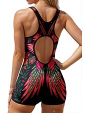 abordables Rash Guards de Una Pieza-Mujer Camiseta Protección Solar Surf Traje de surf de una pieza Traje de baño Boho Folk Cerrar con sujetador incorporado Acolchado extraíble Protección solar UV UPF50+ Utra ligero (UL) Sin Mangas