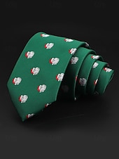 abordables Accessoires de Noël-Cravates de Noël pour hommes – en polyester avec des motifs festifs de bonhommes de neige, de père Noël et de sapins, parfaites pour les fêtes et célébrations de fin d&#039;année.