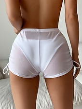 preiswerte Bikini-Höschen-Damen dehnbare Boxershorts Badeanzug Rüschen Dehnbare Boxershorts Hohe Taille Aktivurlaub Einfarbiger ärmelloser Badeanzug