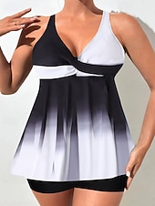 economico Tankini-Per donna Costumi da bagno Due pezzi Shorts Costume da bagno Senza schiena Vacanza Abbigliamento da Spiaggia Floreale Grafico Scollo a V Senza Maniche Costumi da bagno