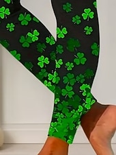 preiswerte St. Patrick&amp;#39;s Unterteile-Leggings für Damen zum St. Patrick's Day – kuschelige Leggings für Urlaub und Freizeit, lange Hose mit hohem Bund, grafischem Kleeblattmuster, bequem, dehnbar, lässig, für Alltag und Frühling, Herbst und Freizeit, schmal geschnitten