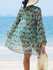 tanie 3-częściowy zestaw bikini-Damskie Stroje kąpielowe Bikini Trzyczęściowy Krótkie spodnie Kostium kąpielowy Szczupła Odkryte plecy Urlop Stroje plażowe Kwiaty Liście W serek Bez rękawów Kostiumy kąpielowe