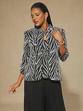  女性用 ドレッシーなトップス ツインセット スパンコール ラインストーン 動物 レオパード エレガント パーティー レディース 七分袖 スタンドカラー レギュラートップス パーティー パーティーイブニングウェア パーティー衣装 Sliver 春 秋 冬