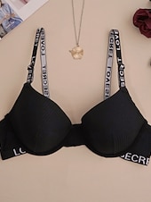 cheap Women's Sleep &amp; Lounge-Women's Sexy Lingerie Bra PrintNightwearCotton Casual Letter Fashion Cute Black Gray Spring &amp; Summer Fall &amp; Winter