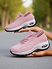 billige Sneakers til kvinner-damerosa luftpolstrede atletiske joggesko – lette løpesko for aktive kvinner, treningsstudio, utendørs trening og daglige turer