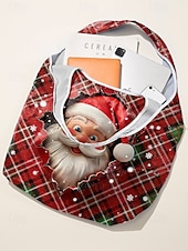 tanie Graficzne torby drukowane-Damska składana torba na zakupy świąteczna – wiele wzorów z motywem Świętego Mikołaja, materiał poliestrowy, trwała i kompaktowa, idealna na świąteczne zakupy i prezenty