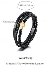 Недорогие Мужские украшения-мужской браслет с магнитной застежкой — дизайн из натурального камня и искусственной кожи, стильный и прочный, идеально подходит для повседневной носки.