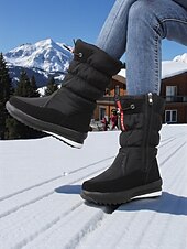 זול מגפי שלג וחורף-מגפי חורף עמידים למים לנשים - מגפי שלג חמים ומונעי החלקה למזג אוויר קר, נעלי חורף אופנתיות לפעילויות חוץ