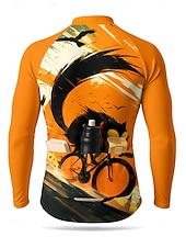 baratos Camisolas masculinas-Homens Camisa para Ciclismo Jersey em declive Gato Personagem Cor de contraste Manga Longa Moto Camiseta Camisa / Roupas Para Esporte Roupas de Compressão com 3 bolsos traseiros Ciclismo de Montanha