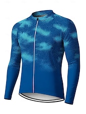 cheap Men's Jerseys-Men Cycling Jersey Downhill Jersey Geometric Abstract Contrast Color Long Sleeve Bike Tee Tshirt Jersey Compression Clothing with 3 Rear Pockets Mountain Bike MTB Road Bike Cycling UV Sun Protection