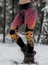 economico stampa vichinga-Per donna Leggings Abbigliamento da casa Vacanza Vintage Stile Etnico Lunghezza intera Vita Alta Grafico Astratto Stampa 3D Asciugatura Rapida Traspirabilità Morbido Alta elasticità Quotidiano