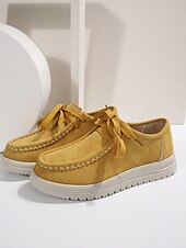 abordables Femmes-Chaussures rouges décontractées à lacets pour femmes - mocassins plats souples et antidérapants, chaussures confortables au quotidien pour Noël, le shopping et les voyages