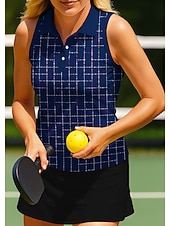 preiswerte Damenbluse-Damen Geometrisch Farbblock Kariert Karo Workout-Tanktop Shirt Sporthemd Golf-Poloshirt Ärmellos Sportlich UPF50+ UV-beständig Trainer Tanzen UV Schutz Pilates Cheerleader-Kostüme Volleyball