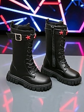 abordables Bottes enfants-Bottes blanches en similicuir avec boucle étoile, inspirées des idoles coréennes pour enfants, parfaites pour un look décontracté, une fête ou un événement mode. Confortables et tendance, elles sont