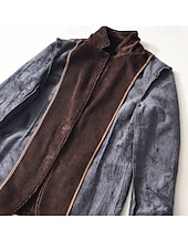 billige Blazer-Herre Kordfløyel jakke Halskrage Årgang Mote Utendørs Ensfarget Blazer Blå kaffe Grå Skreddersydd Single Breasted To-knapper