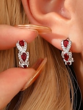 economico Anelli da donna-orecchini da donna in lega di zirconi - elegante design a forma di lacrima con pietre multicolori, perfetti come regali di Natale e San Valentino