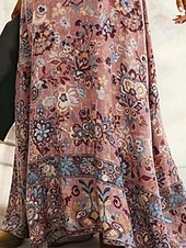 abordables Vestidos Florales Impresos-Mujer vestido largo vestido largo Vestido informal Vestido de Columpio Vestido bohemio Vintage Diario Exterior Fin de semana Ajuste regular Floral Manga Larga Cuello Barco Rosa Primavera Otoño