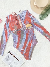 levne Jednodílné plavky-Dámský jednodelný plavkový úbor zeštíhlující sexy výřez Boho monokiny kontrola břicha vysoký pas štíhlé bez zad dovolená módní grafický geometrický kulatý výstřih dlouhý rukáv bez rukávů