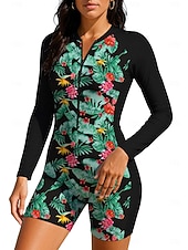 halpa One Pieces Rash Guards-Naisten Skin-tyyppinen märkäpuku Ihottumissuoja Uimapuku UV-aurinkosuojaus UPF50+ Erikoiskevyt(UL) Pitkähihainen Uima-asut Rash guard -suojapaita Kokopuku Sulkea jnk vetoketju Irrotettava toppaus