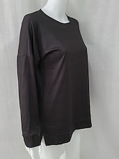 preiswerte Einfache Kapuzenpullover-Damen Bluse Patchwork Einfach Vintage Stilvoll Langarm Rundhalsausschnitt Normale Oberteile Täglich Ferien Ausgehen Schwarz Grün Dunkelgray Herbst Winter