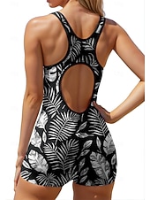 preiswerte One Pieces Rash Guards-Damen Anti UV Shirt Einteiliger Surfanzug Badeanzug Blumenmuster Reißverschluss mit integriertem BH Herausnehmbare Polsterung UV-Sonnenschutz UPF50+ Ultraleicht (UL) Ärmellos Bademode Bodysuit Surfen