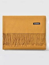 ieftine Accesorii de Crăciun-Eșarfă de Crăciun pentru femei, cu aspect de cașmir, șal de iarnă moale din imitație de cașmir cu ciucuri, eșarfă caldă de culoare uni pentru sărbători, exterior și purtare zilnică