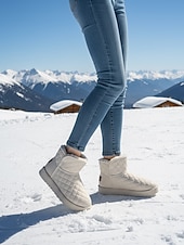 halpa Lumi- ja talvisaappaat-Naisten tikatut vedenpitävät talvikengät turkisvuorilla, lämpimät ja liukumattomat, ihanteelliset lumisille keleille ja ulkoiluun