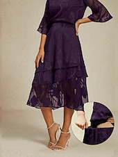  Dámské Elegantní Na běžné nošení Midi Středně vysoký pas Sukně Květinový Krajka Volány Nepravidelný lem Lehce elastické Rande Běžné / Denní Lilková Jaro. Podzim. Zima. Léto Polyester