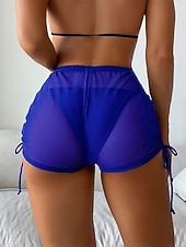preiswerte Bikini-Höschen-Damen dehnbare Boxershorts Badeanzug Rüschen Dehnbare Boxershorts Hohe Taille Aktivurlaub Einfarbiger ärmelloser Badeanzug
